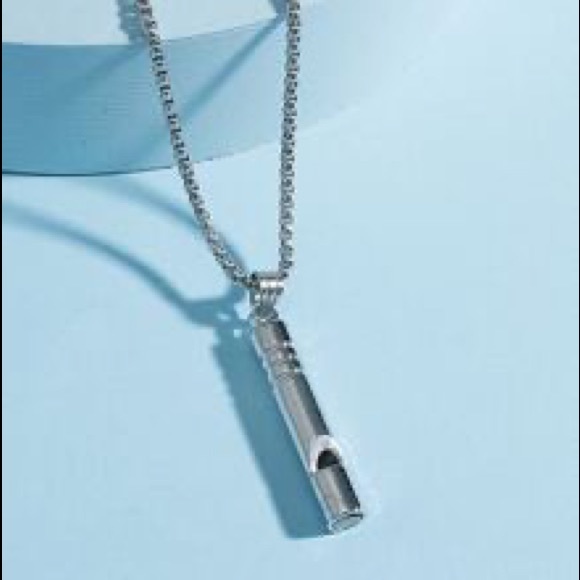 Whistle on Silver Tone Chain New - Picture 1 of 1
